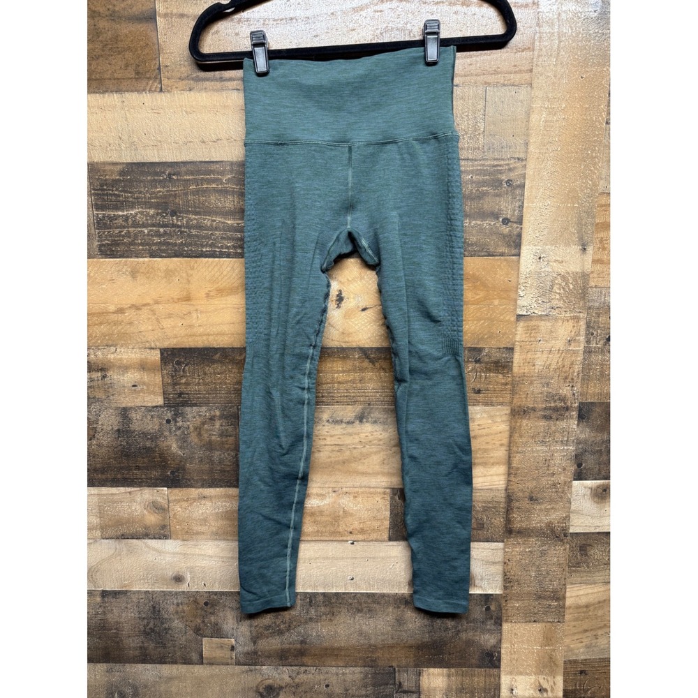 Alphalete Womens High Waisted Seamless Leggings Sage Green Size Small Heathered